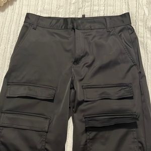 Zara satin cargo pants wide straight leg